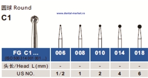 Imaginea Freze dentare extradure turbina globulare si con invers